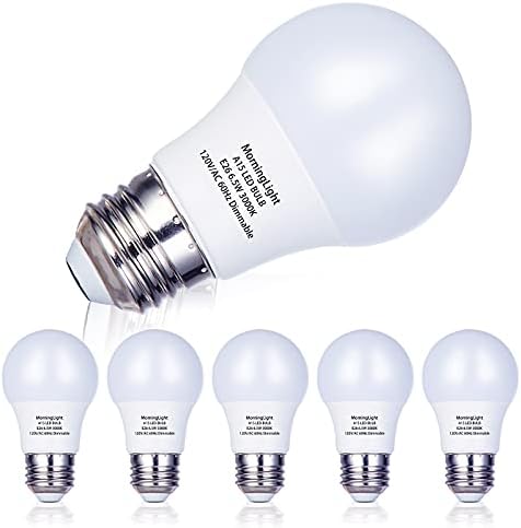 6 Pack A15 LED Bulb, 6.5W Equivalent 60 Watt Dimmable Light Bulb, 3000K Soft White, E26 Base, G45/A15 Shape LED Appliance Bulb for Ceiling Fan, Fixtures, 600LM