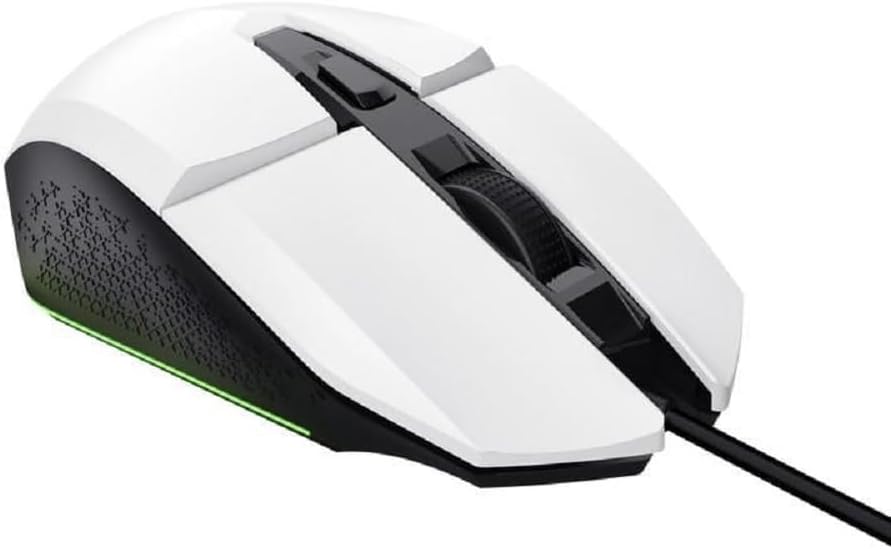 Trust Gaming GXT 109W Felox Gaming Mouse with 6 Programmable Buttons, Advanced Software, Multicolour LED Lighting, 200-6400 DPI, 1.5m USB Cable, RGB Computer Mouse for PC, Laptop, Windows - White