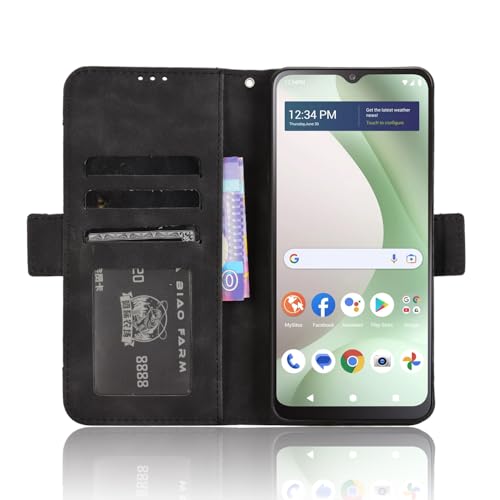 DAMONDY for Tracfone BLU View 5 B160V Phone Case, Leather Magnetic Cover Kickstand Card Slot with TPU Cover - Black - Thumbnail 4