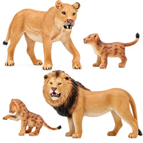 Gemini&Genius Lion Family Wildlife Action Figures, Realistic Animal Toys