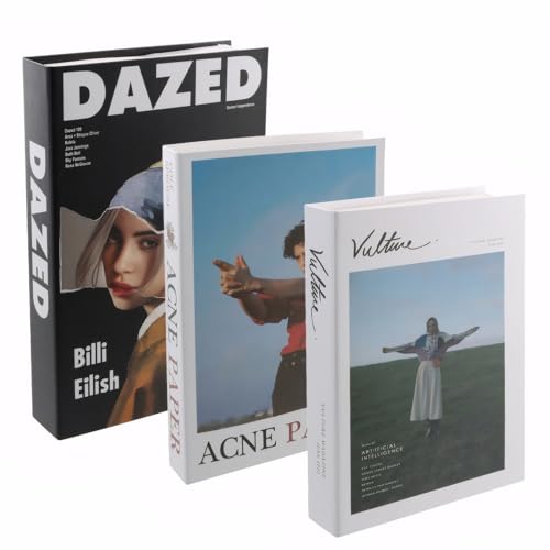 3 PCS Livres de Faux Décoratifs, Ensemble de Faux Livres Empilés Modernes, Simulation de Faux Livres Pliables, Faux Livres a Couverture Rigide, pour la décoration de Maison/Etagères/Table, sans Pages