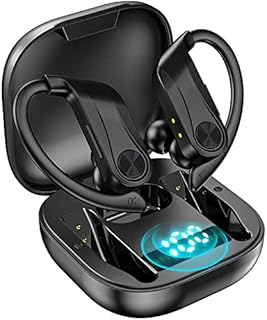 Wireless Earbuds Bluetooth Headphones Sports, Over-Ear Bluetooth 5.2 Ear buds with Earhooks 50H Playtime ENC Noise Cancelling Wireless Headphones for Workout Waterproof Bluetooth Earphone LED Display