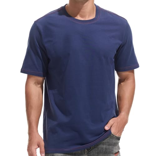 Herren 100% Baumwolle 250GSM Heavyweight T-Shirt – Dickes,Angerauter Stoff, weich & bequem. Mit Kontrastnähten.