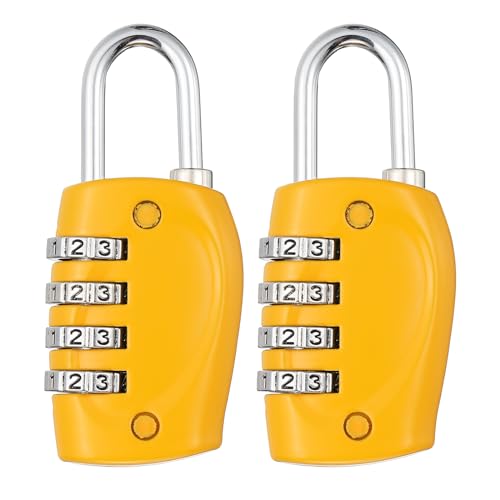 Image of PATIKIL Combination Lock, 2Pcs 4 Digit Outdoor Padlock Waterproof Locker Lock for Luggage Suitcase, Gym Locker, Fence, Filing Cabinets, Toolbox, Gate, Yellow