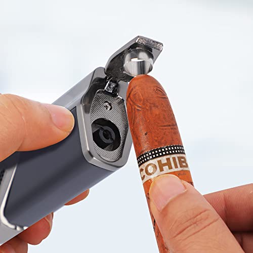 Cigar Cutter Stainless Steel Cigar Lighter Triple Flam 3 Jet Flame Lighter, Gas Lighter Refillable Lighter, Birthday, Best Man ，Gift For Father Men (Hs-Hj-Jd981) #TOP6