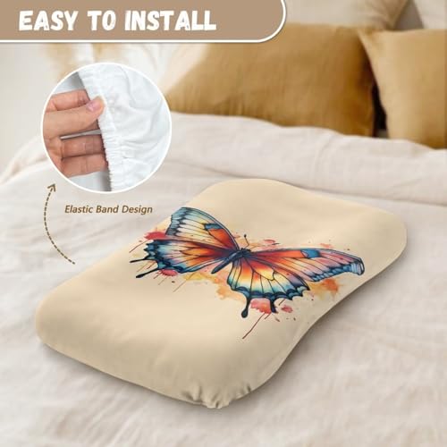 Image of ZOUTAIRONG Butterfly Watercolor Bassinet Sheets for Baby Girl Soft Breathable Baby Fitted Sheet Universal for Oval Rectangle and Hourglass Bassinet Mattress Beige