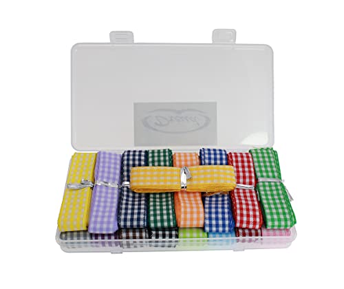 Dxeud 34 Yards 17 Colors Gingham Ribbon Checkered Ribbon Gingham Woven Edge Ribbon For Gift Package Wrapping, Sewing, Hair Bow... (5/8 Inch) #TOP1