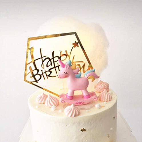 Unicorn Cake Topper Unicorn Decoration Toshine Toy Figure Cake Topper for Baby Girl Handmade Party Supplies for Baby Shower Birthday Party (Pink)