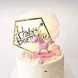 Unicorn Cake Topper Unicorn Decoration Toshine Toy Figure Cake Topper for Baby Girl Handmade Party Supplies for Baby Shower Birthday Party (Pink)