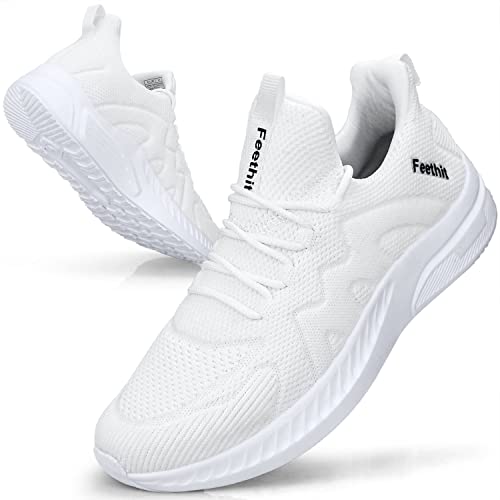 Feethit Mens Slip on Sneakers Non Slip Walking Running Shoes,White,7.5 by Feethit - Used condition - US$24.40