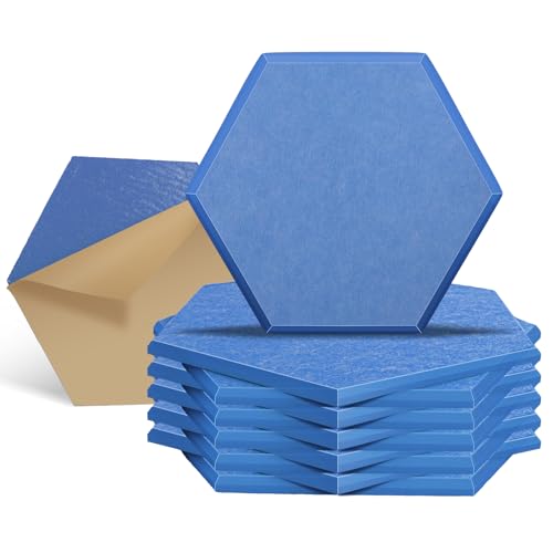 GUUSII HOME Schallabsorber Akustikpaneele Selbstklebend Schallschutz Wand 30 * 25.5 * 1cm Polyester Schallschutzplatten für Tonstudio Schalldämmung Hexagon Panel (Himmelblau, M)
