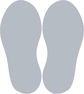 Bodenaufkleber Fußpaar zum Abstandhalten – selbtklebende Abstandshalter für den Fußboden mit Anti-Rutsch-Beschichtung (10 Paar Fußabdrücke | Fußgröße 250 x 100 mm | Grau)
