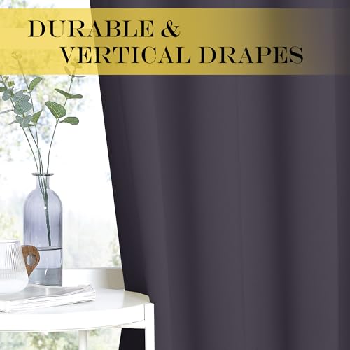 NICETOWN Greyish Purple Blackout Curtains 84 inch Length, Grommet Top Room Darkening Drapes for Bedroom Living Room, Light Blocking Window Covering for Privacy (W66 x L84 Inch, 1 Panel)