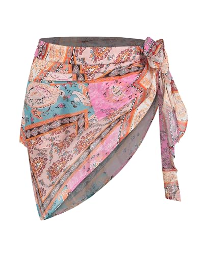Image of ZAFUL Women Beach Sarong Bathing Suit Wrap Skirt Textured Bikini Swimsuit Cover Ups for Swimwear