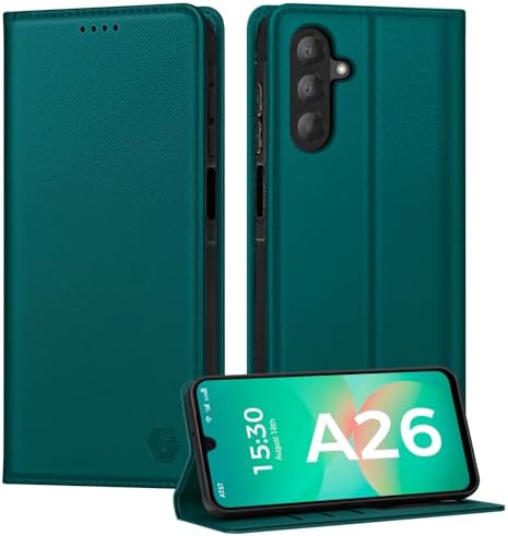 Kirnntca Handyhülle für Samsung Galaxy A26 5G Hülle, Kartenfach Premium PU Leder Klapphülle Schutzhülle, Standfunktion Tasche Flip Case für Samsung Galaxy A26 5G - Grün