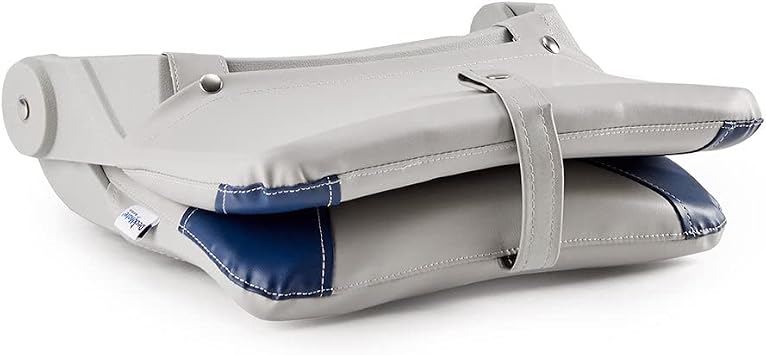 DeckMate Compact Folding Fishing Seat - Gray and Blue