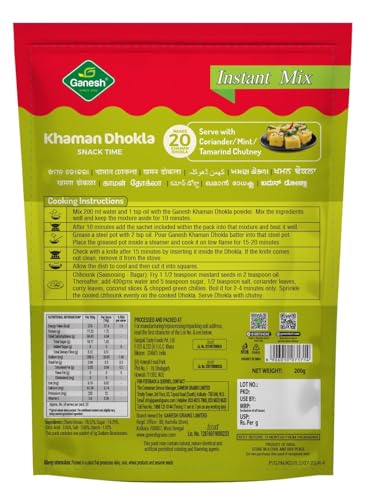 Image of Ganesh khaman dhokla 200 gram (pack of 5) mix instant breakfast mix quick breakfast instant ready to cook mix pure veg indian snack mix
