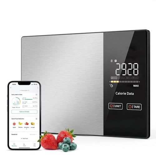 Balance de Cuisine Connectée 1g – Application Mobile iOS & Android – Calcul Calories, Protéines, Lipides & Glucides – Écran LED – Balance...