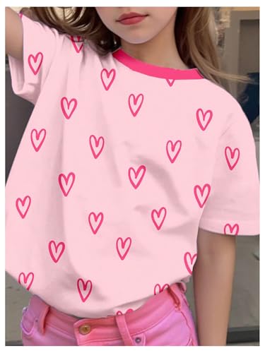 Floerns Girl's Floral Print Short Sleeve T Shirts Kids Crew Neck Tee Tops3