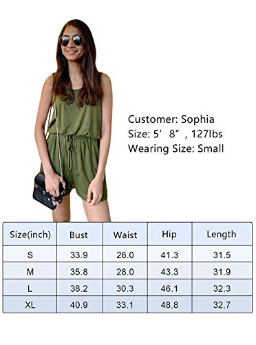 Reoria Womens Casual Summer One Piece Sleeveless Tank Top Striped Playsuits Yoga Short Jumpsuit Beach Rompers Black+White Small #TOP3