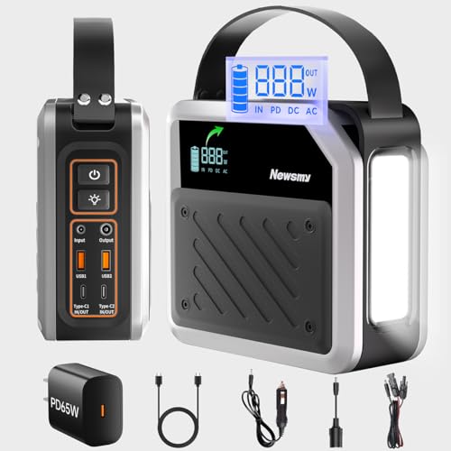 Newsmy Portable Solar Power Station 270Wh/72000mAh, 268W Max Output, 2×100W USB-C PD, LiMnFePO4 Battery with Spotlight for Hiking, Traveling & Emergency, Drone Charging, Compact Power Stations