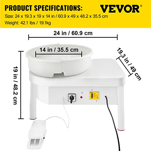 Vevor POTTERY WHEEL 36CM Forming Machine With Foot Pedal Adults 450W Electric Pottery Wheel thumb #6