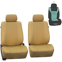 FH Group Car Seat Covers Deluxe Leatherette Automotive Seat Covers Front Seats Only Beige Seat Covers, Airbag Compatible Universal Fit Interior Accessories Cars Trucks SUV Car Accessories Protector