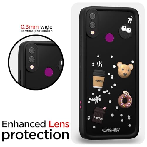 Image of Bintage Cute Fun Taddy Cartoon 3D Ball Bear Milk Donut Coffee Cup Silicon Case Full Body & Camera Protection Back Cover Compatible for Vivo Y83 PRO - Black
