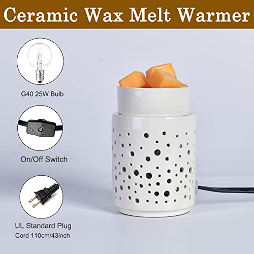 Mocosa Ceramic Wax Melt Warmer,Candle Wax Warmer For Scented Wax,Wax Melt Wax Cubes Melter Fragrance Warmer Gift For Wedding Spa And Aromatherapy (Round) #TOP1