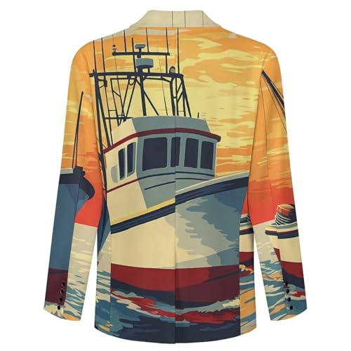Sunset of A Yacht Classic Suits Blazer for Men Business Tuxedo Jacket Sport Coat Two Buttons4