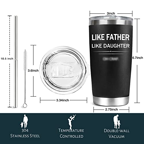 Dad Gifts From Daughter, Dad Birthday Gift, Dad Tumbler, Daughter Gifts From Dad,Tumbler With Lid And Straw- Funny Unique Gifts Ideas For Dad, Fathers Day, Presents-20 Oz Tumbler/Travel Coffee Mug Cup #TOP1