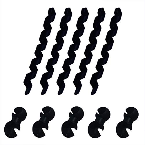 Yuauy 5 x Black Wrap Spiral Bicycle Sleeve Rubber Housing Protector Frame Guard + 5 x Rotating S-Hook Clips Hook Shift Cable Brake Gear Fixing Holder Guide Cycling Bike for MTB Line Pipe Anti-friction