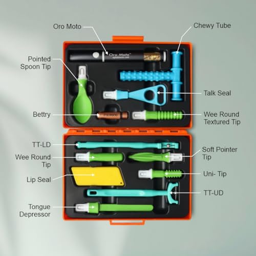 Image of Special Kit - Sensory Integration, Speech & Feeding Therapy Tools | Includes..Oro Moto Vibration brash, Pointer Spoon, Tongue Depressor, Wee Round Tip, Wee Round Textured, Soft Pointer, Uni Tip, Talk-Seal, Tongue Lateralization, Lip Seal, Chewy Tube Blue Pack of 1 Kit