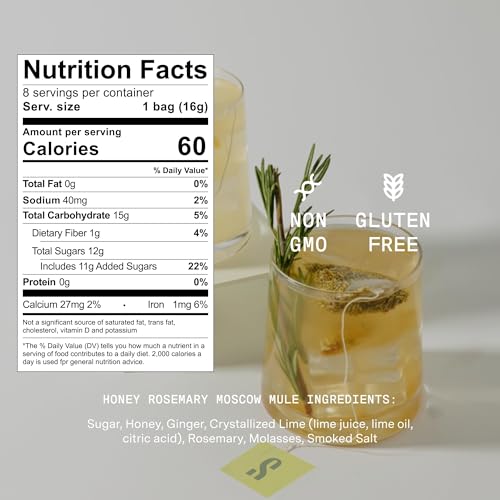 Image of SAYSO Honey Rosemary Moscow Mule & Old Fashioned - Instant Cocktail or Mocktail Mixers - No Hot Water - Professionally Crafted - Home Bar - Organic Ingredients, 16-Pack