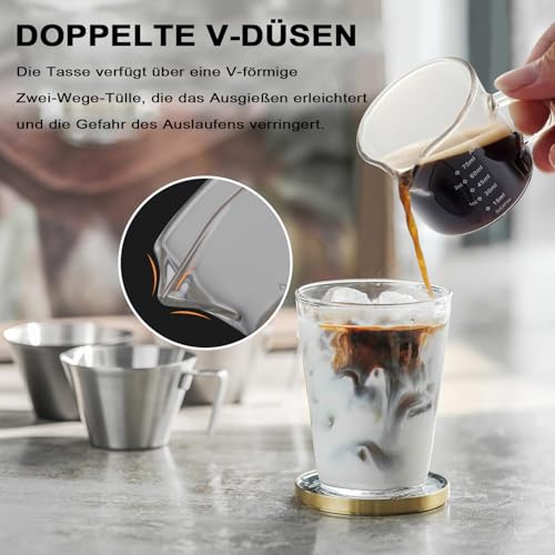 LATRAT Ounces Measuring Cup with Scale Kitchen Glass Measuring Cup, Milk Jug with Scales Milk Coffee Espresso Jug Baking Tool 100 ml - Image 3