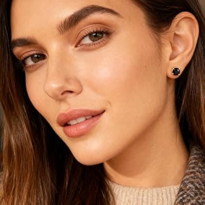ALEXCRAFT Small Gold Stud Earrings - 6 Pairs Cute Heart Studs for Women - Cubic Zirconia - Hypoallergenic - Pack