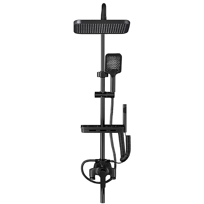 Système de douche contemporain noir pour rénover une salle de bain familiale moderne