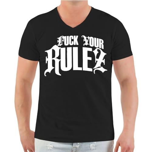 No Fight No Glory Herren Tshirt Fuck Your Rulez Skull Crew Größe S bis 5XL
