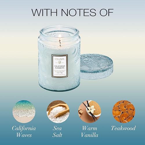 Image of Voluspa California Summers Candle Jar, 5.5 oz | Coconut Wax Blend, Small Scented Candles for Home, 50 Hour Burn Time, Poured in the USA