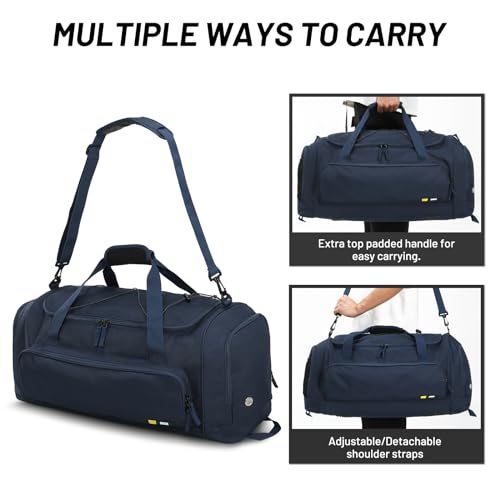 MIER Large Gym Bag for Men 60L Duffel Bag with Shoe Compartment, Pure Blue by MIER - Used condition - Image 3