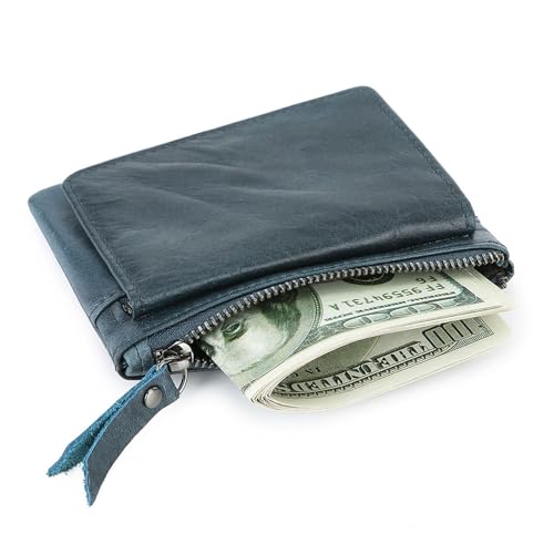 Wallets for Men Black Zipper Coin Wallet Ultra-Thin Men's Wallet Simple Buckle with Credit Card Clip Classic Small Leather Coin Bag Wallet Buckle with Zipper Mini Black Credit Card Organizer3