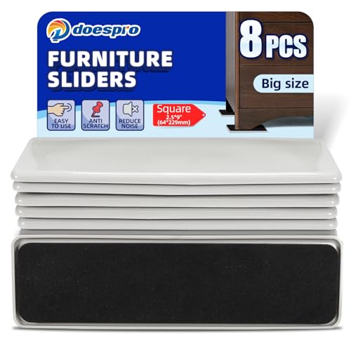 8 Pcs Rectangle Large Furniture Sliders for Hardwood Floors
