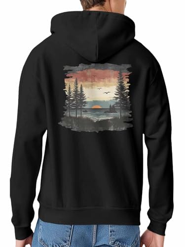 Casual Hoodies for Men, Sunset Graphic Mens Hoodies Sweatshirt, Landscape