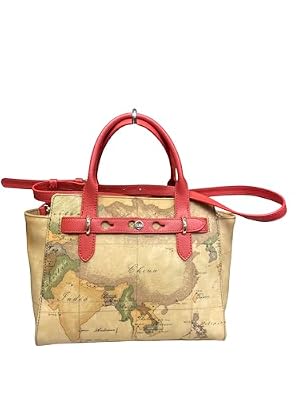 Alviero Martini 1A Classe Borsa a Mano Tracolla, Geo Classic Beige e Nero, Tessuto con Stampa Geografica, 26x11x9 cm, Tracolla Regolabile