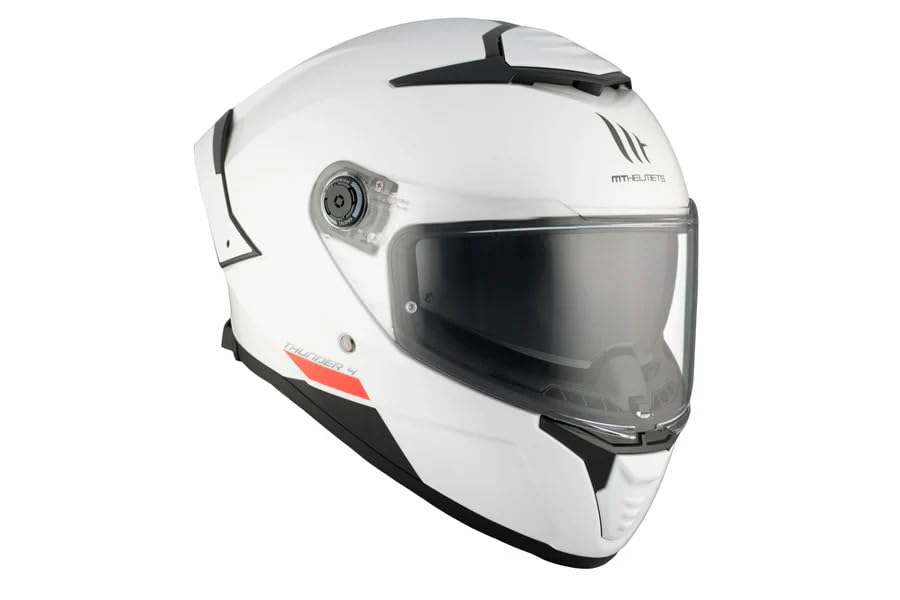 Casco MT Thunder 4 SV – Casco Moto Integral con Visor Solar Full Vision, Pantalla Antivaho Compatible con Pinlock, Interior Lavable y Calota HIRP | Homologado ECE 22.06 & Dot Blanco Brillo Talla M
