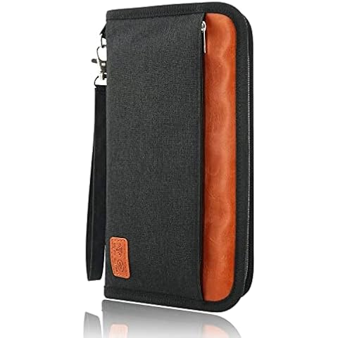 MOIRENTO Travel Document Holder Travel Document Wallet Passport Holder Wallets for Family RFID Blocking Organiser Holiday Document Organisers Travel Accessories Black Gifts Large Ticket Men UK Women Cover