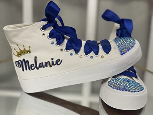 Sweet 16 Blue and Gold Sneakers- Custom Quinceanera Shoes- Tennis mis 16 -Regalos de 16 (9)3