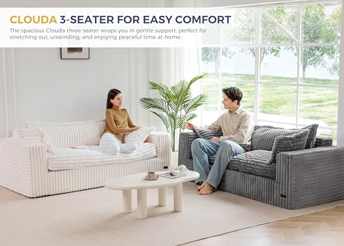 Image of MAXYOYO 76 inch Bean Bag Sofa Couch, Loveseat Boneless Couch in a Box, Upholstered Small Mini Sofa with Deep Seating for Living Room Bedroom Apartment, No Assembly, Dark Grey