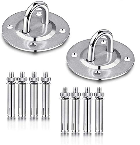 Set of 2 Heavy Duty Swing Hangers Suspension Hooks,SUS304 Stainless Steel Wall/Ceiling Mount Bracket for Gym Suspension Training Straps Yoga Swing,Trapeze,Chair,Punching Bag,Boxing Bag Equipment