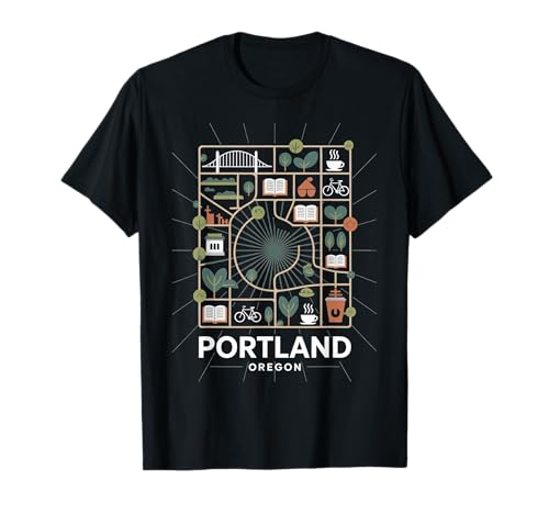 Portland Oregon City Bridge Bike Coffee Nature T-Shirt